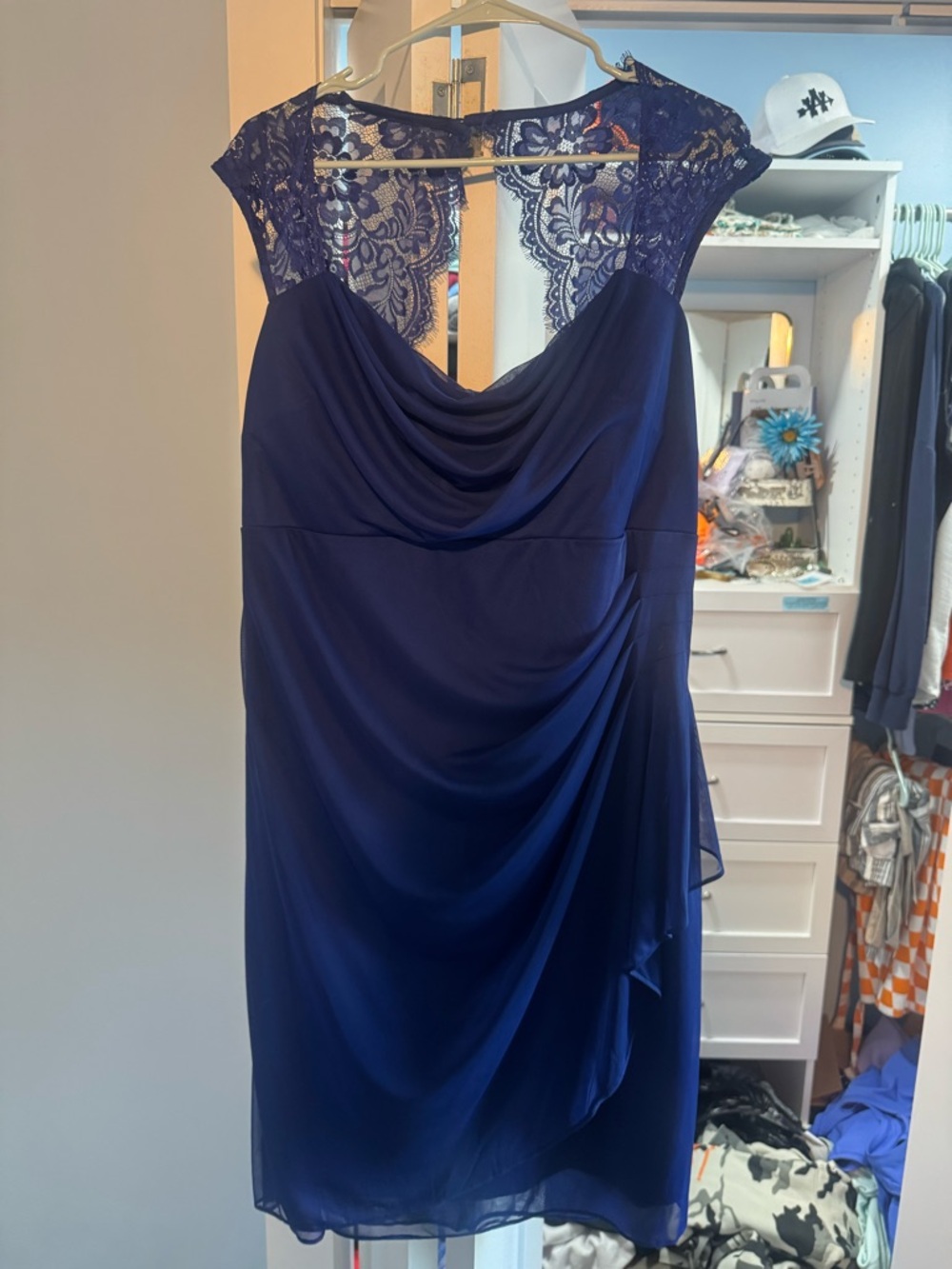 Dress Barn Royal Blue Lace-Back Midi Dress